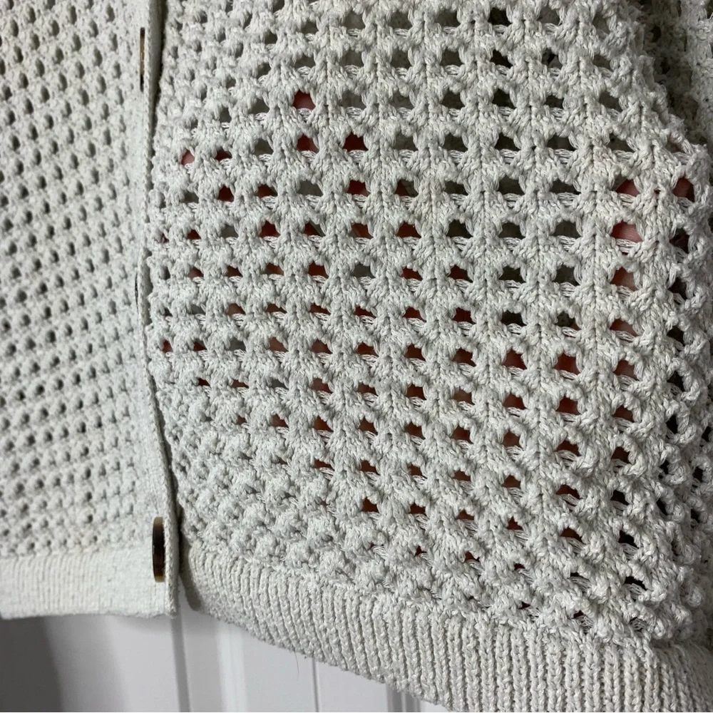 H&M Beige Button-Up Open Knit Cardigan Size US M - Picture 5 of 12